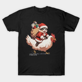 Merry Catmas - 3, Funny Cat on a Chicken T-Shirt